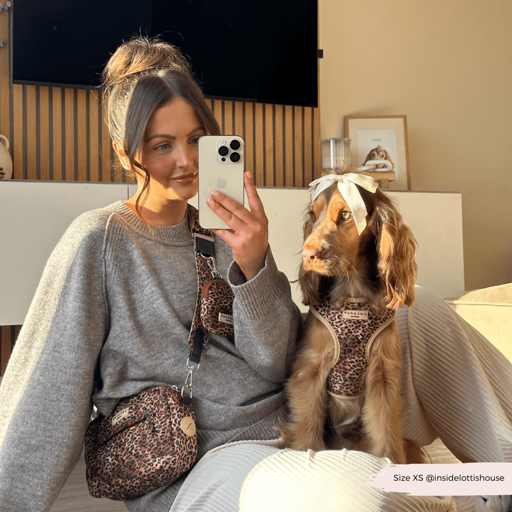 Bandoulière de Sac de Promenade pour Chiens - Léopard matelassé - COCOPUP LONDON - DOG DéliCAT