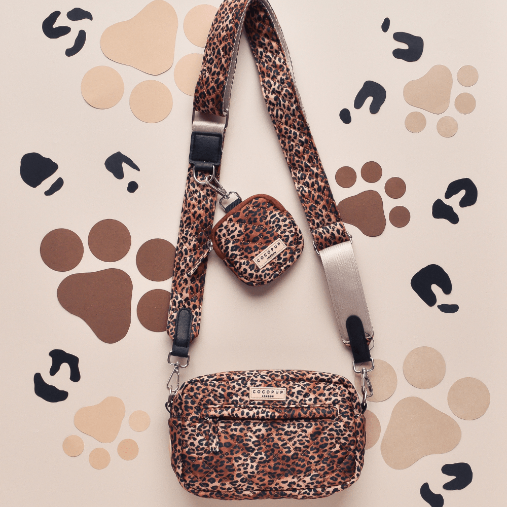 Bandoulière de Sac de Promenade pour Chiens - Léopard matelassé - COCOPUP LONDON - DOG DéliCAT