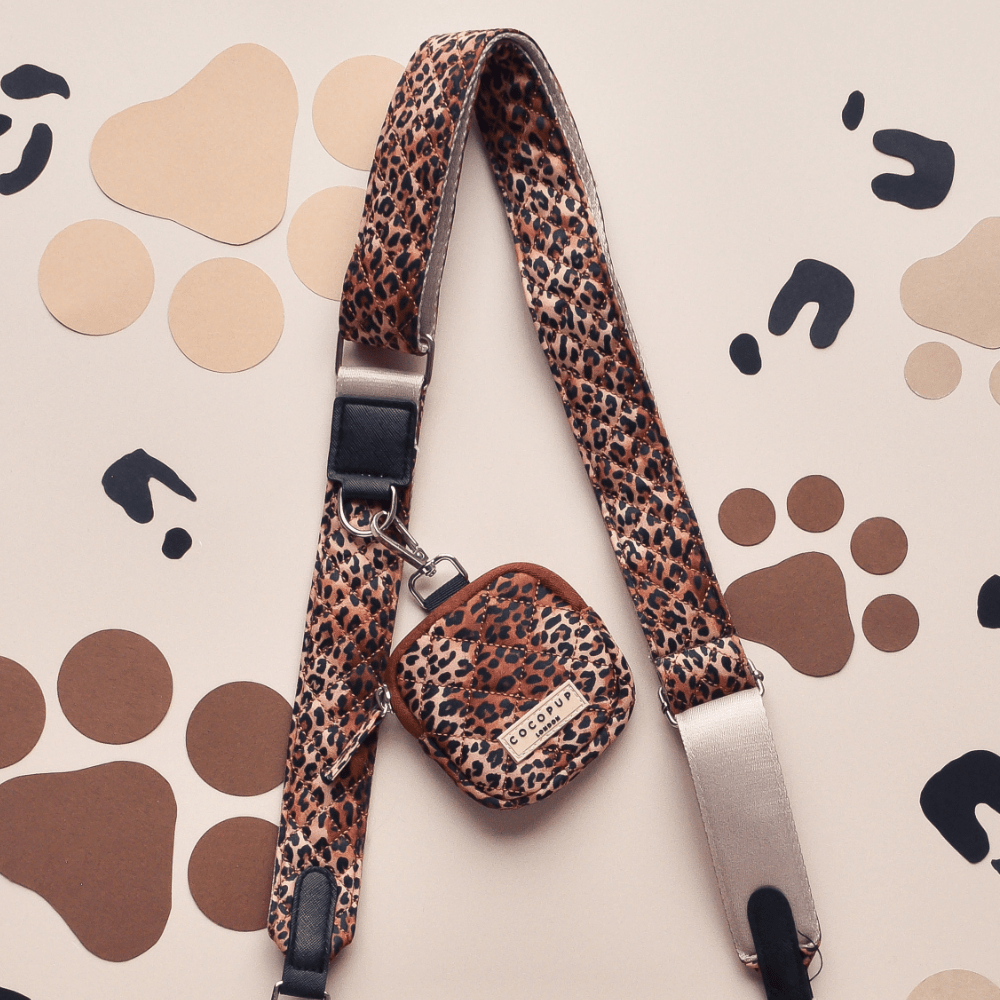 Bandoulière de Sac de Promenade pour Chiens - Léopard matelassé - COCOPUP LONDON - DOG DéliCAT