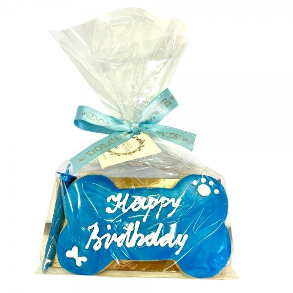 Biscuit anniversaire pour chien os glacé yaourt 85g - Dolci Impronte - DOG DÉLICAT