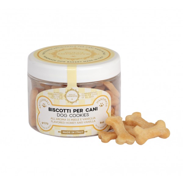 Biscuits en Forme d'Os à la Farine de Riz - Aromatisés à la venille et au Miel - Dolci Impronte® chez DOG DELICAT