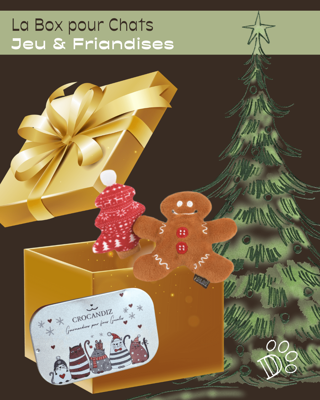 Box de Noël pour Chat – Jouets Pain d’Épices & Sapin & Friandises Naturelles - DOG DéliCAT - DOG DéliCAT