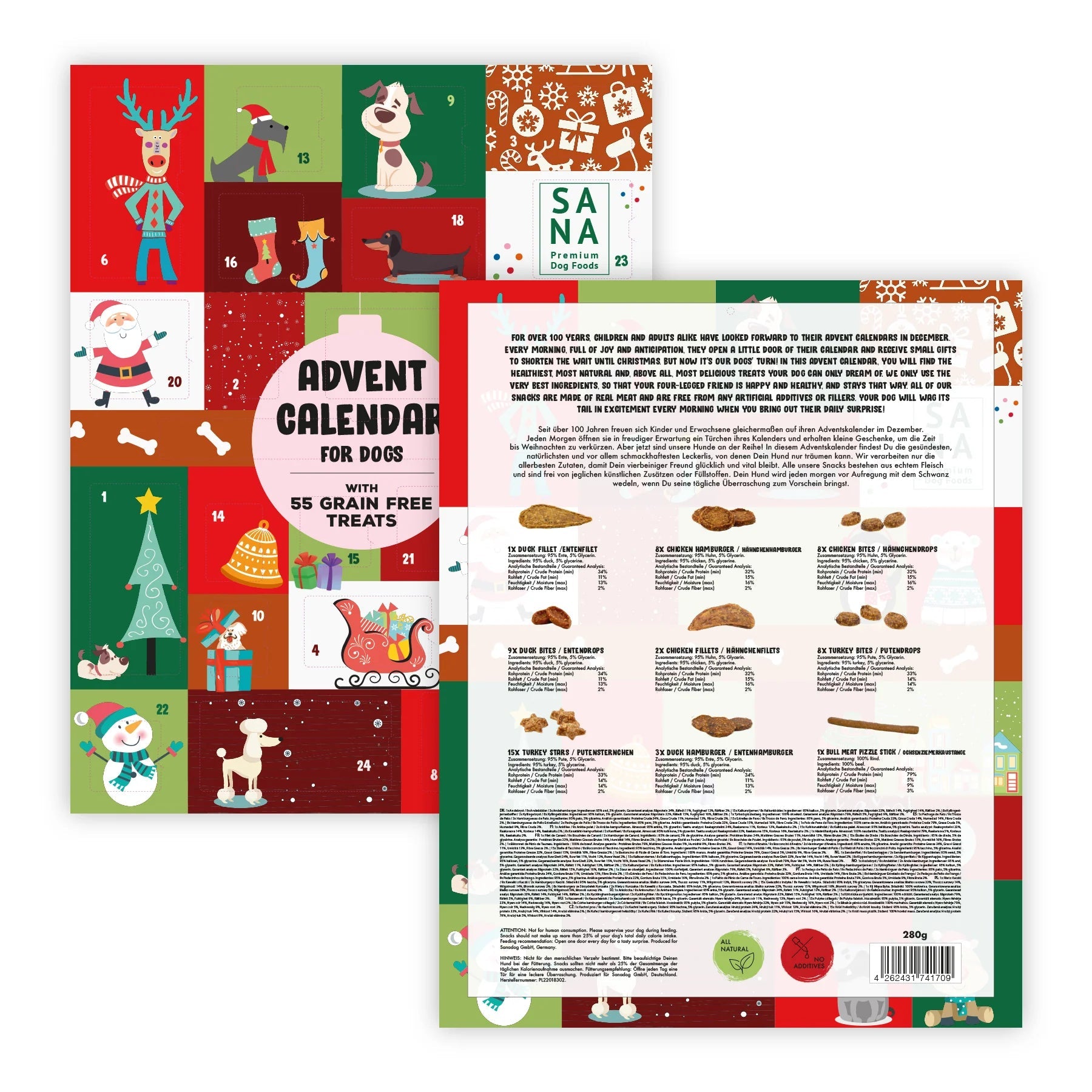 Calendrier de l’Avent XL 2025 SANADOG – 50 friandises pour Noël - SANA - DOG DéliCAT