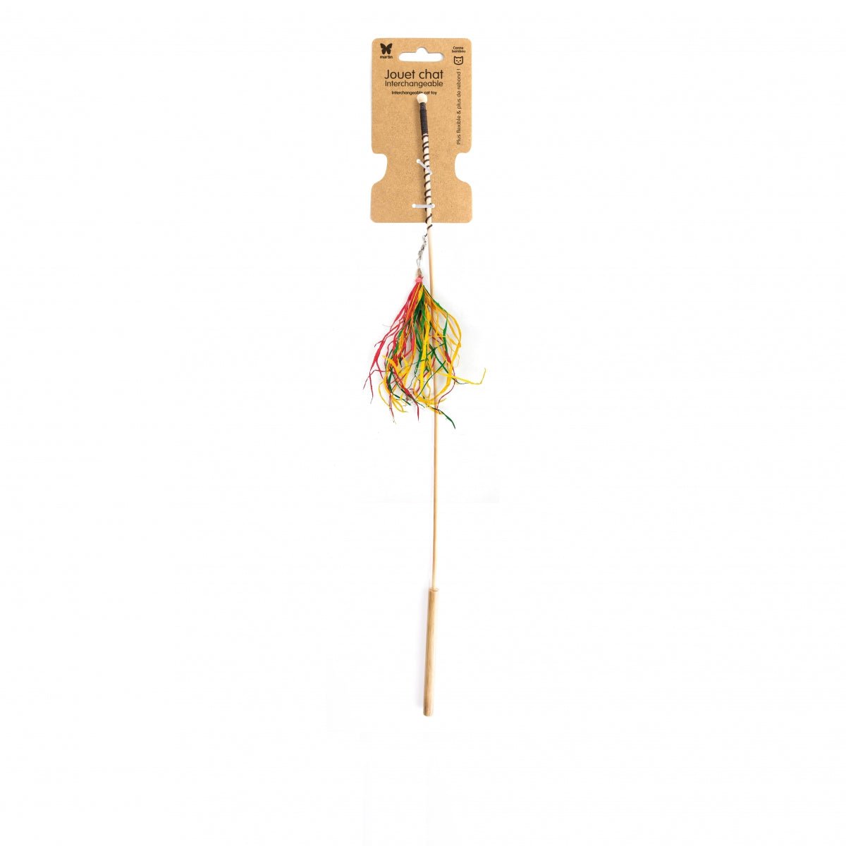 Canne à pêche Maïs pour chat – bambou naturel & jouet détachable en soie de maïs - MARTIN - DOG DéliCAT