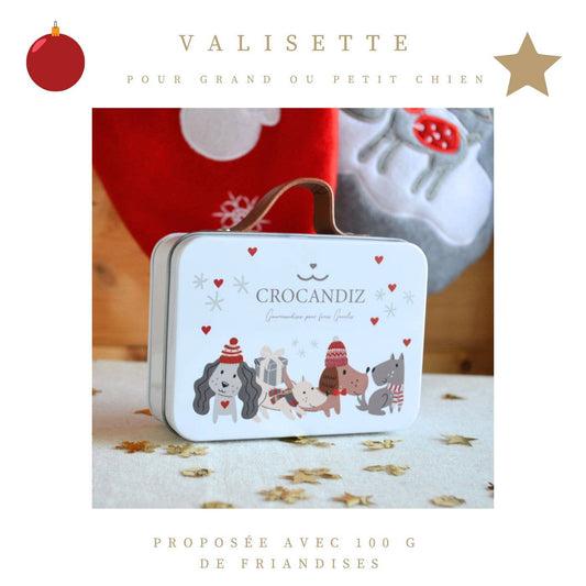 Valisette de Noël Crocandiz pour chien avec 100 g de biscuits naturels - Recettes agneau, bœuf, canard, poisson et poulet