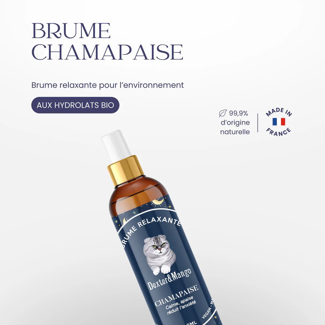 Chamapaise – Brume anti - stress naturelle pour chats sensibles - DEXTER & MANGO - DOG DéliCAT