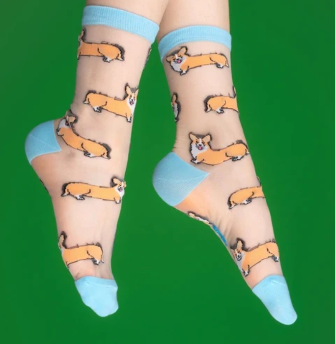 Chaussettes transparentes à motifs Corgi Coucou Suzette – Coucou Suzette – DOG DéliCAT