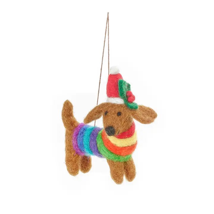 Chien arc - en - ciel – déco de Noël en feutre fait main - Felt So Good - DOG DéliCAT