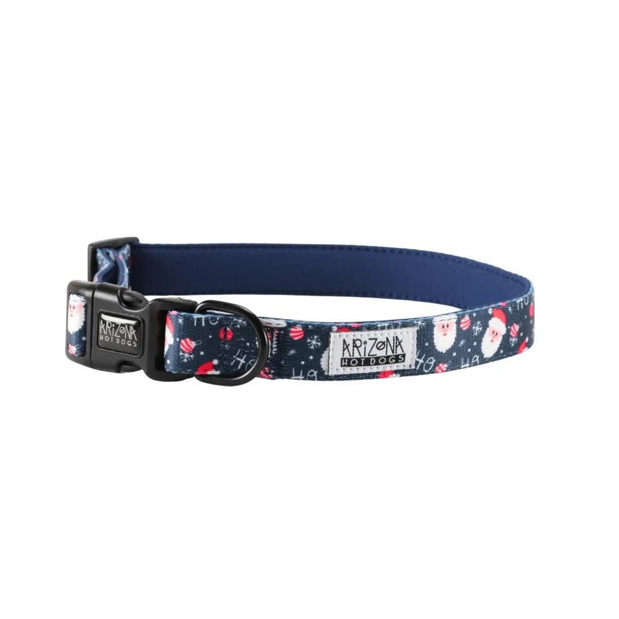 Collier HoHoHo Bleu Foncé – Réglable Nylon Motif Père Noël - ARIZONA HOT DOGS - DOG DéliCAT