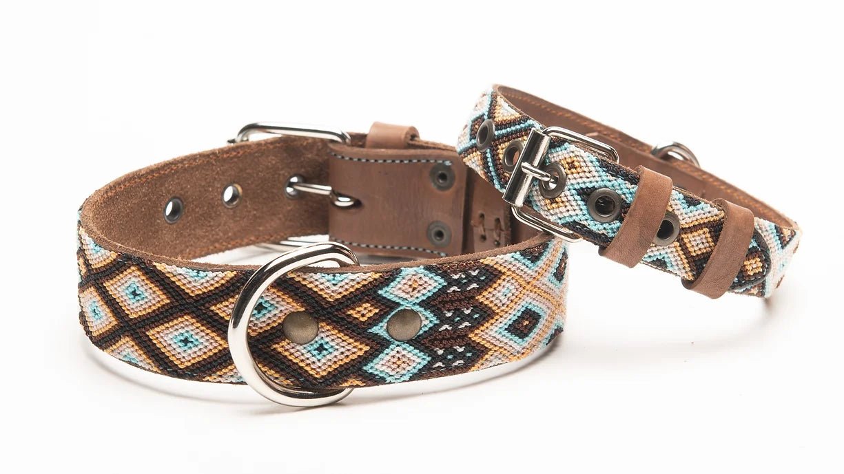 Collier pour chien en cuir brodé Holbox (broderie complète) - MEXIE - DOG DéliCAT