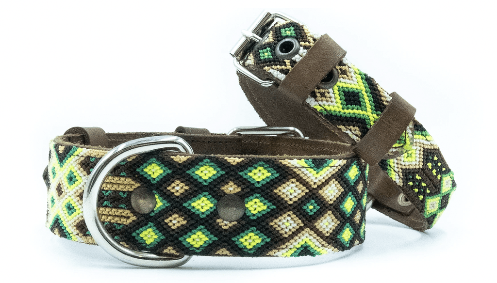 Collier pour chien en cuir brodé Palenque (broderie complète) - MEXIE - DOG DéliCAT