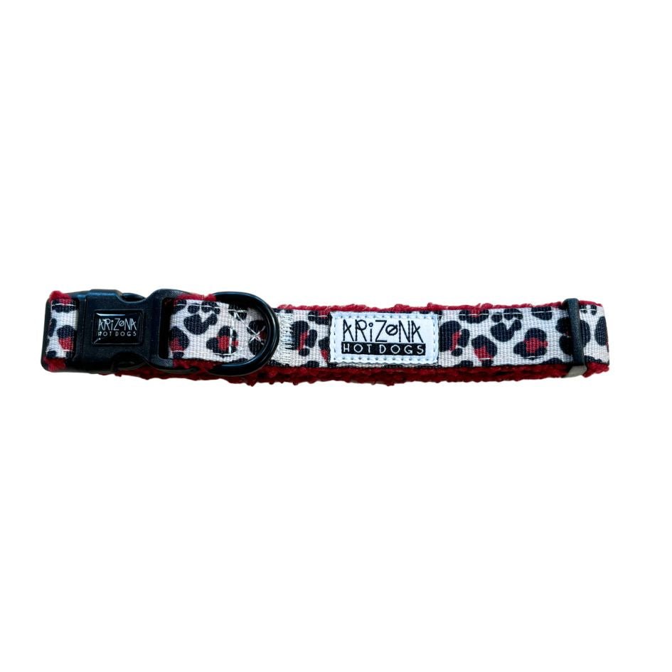 Collier Teddy Bordeaux & Léopard – douceur & wild chic - ARIZONA HOT DOGS - DOG DéliCAT