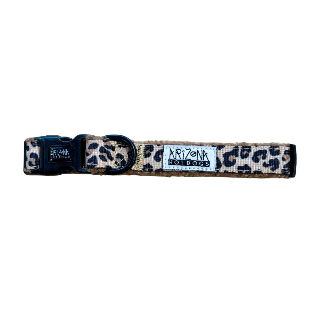 Collier Teddy Brun & Léopard – cosy chic & réglable - ARIZONA HOT DOGS - DOG DéliCAT