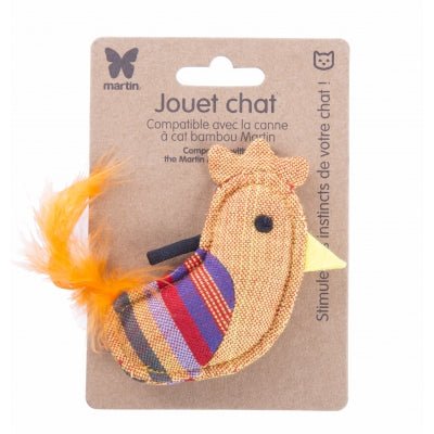 Coq jaune en tissu ethnique – Jouet artisanal pour chat avec herbe à chat - MARTIN - DOG DéliCAT