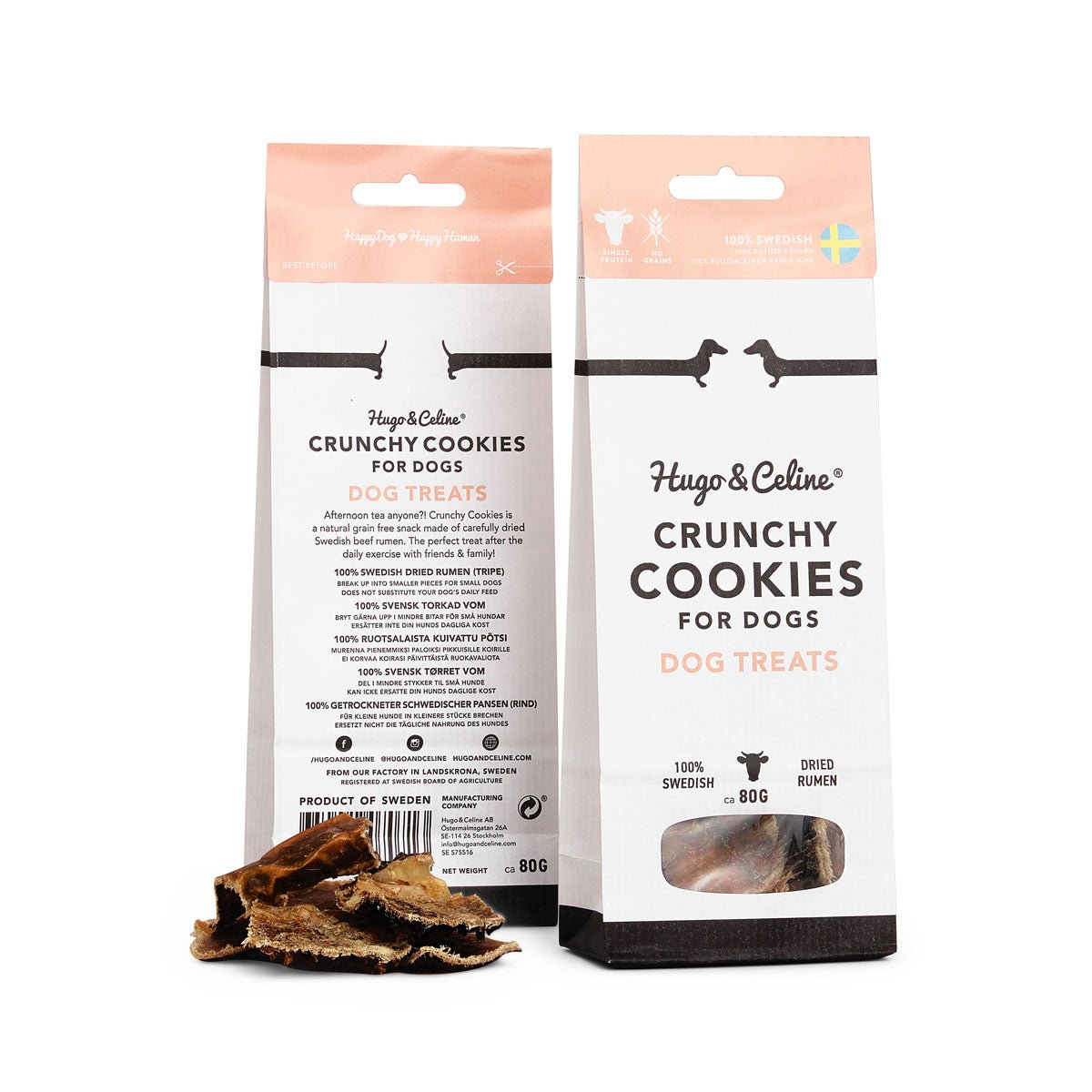 Crunchy Cookies - Biscuits croquants au bœuf suédois séché pour chiens - HUGO & CELINE - DOG DéliCAT