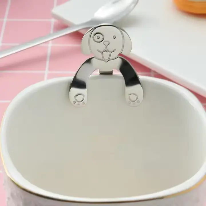Compagnon de tasse chic 🐾 – Cuillère chien argent ou or rose - Dog Delicat