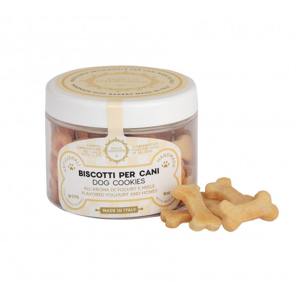 Biscuits en Forme d'Os à la Farine de Riz - Aromatisés au Yaourt et au Miel - Dolci Impronte® chez DOG DELICAT