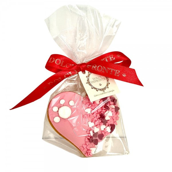 Biscuit pour chien en forme de cœur rose – pâtisserie Dolci Impronte