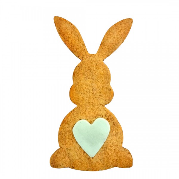 Biscuit de Pâques pour chien en forme de lapin avec cœur bleu décoré Dolci Impronte