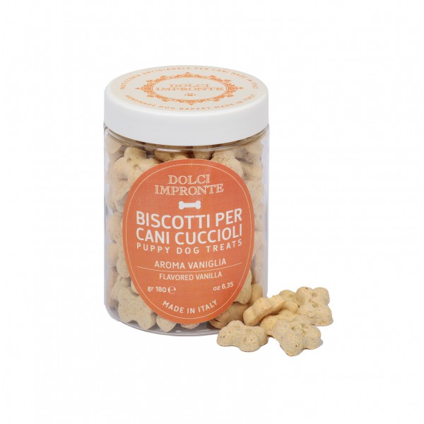 Biscuits pour Chiots Dolci Impronte® à la Vanille - 180g - Délices artisanaux pour chiens de qualité supérieure