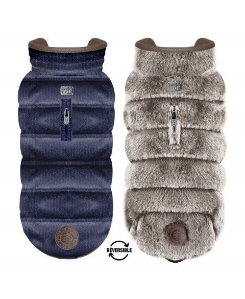 Doudoune réversible Aksel – Fourrure & velours chic pour chien - MILK&PEPPER - DOG DéliCAT