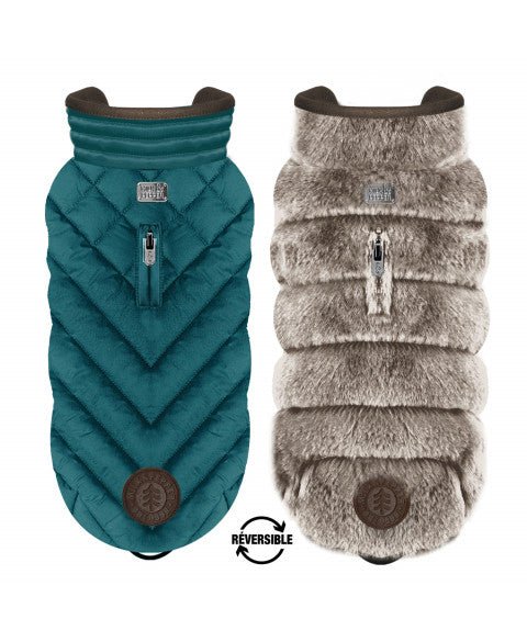 Doudoune réversible Orson pour chien – Bleu Pétrole / Fourrure Marron - MILK&PEPPER - DOG DéliCAT