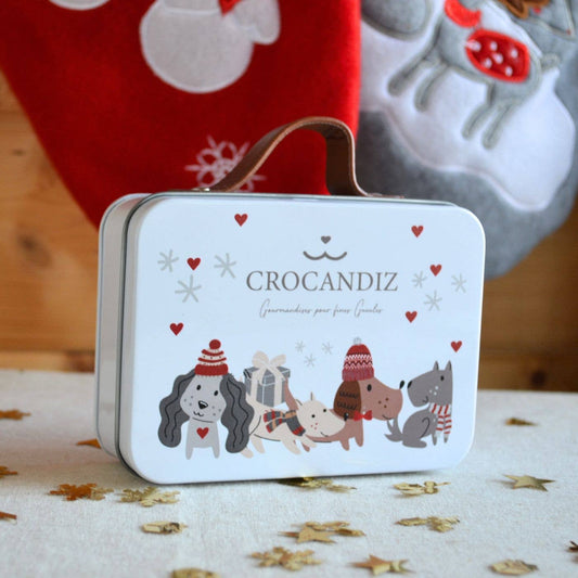 Valisette de Noël Crocandiz pour chien avec 100 g de biscuits naturels - Recettes agneau, bœuf, canard, poisson et poulet