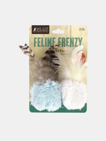 Feline Frenzy - Deux balles fourrure et plumes - PET PLAY - DOG DéliCAT