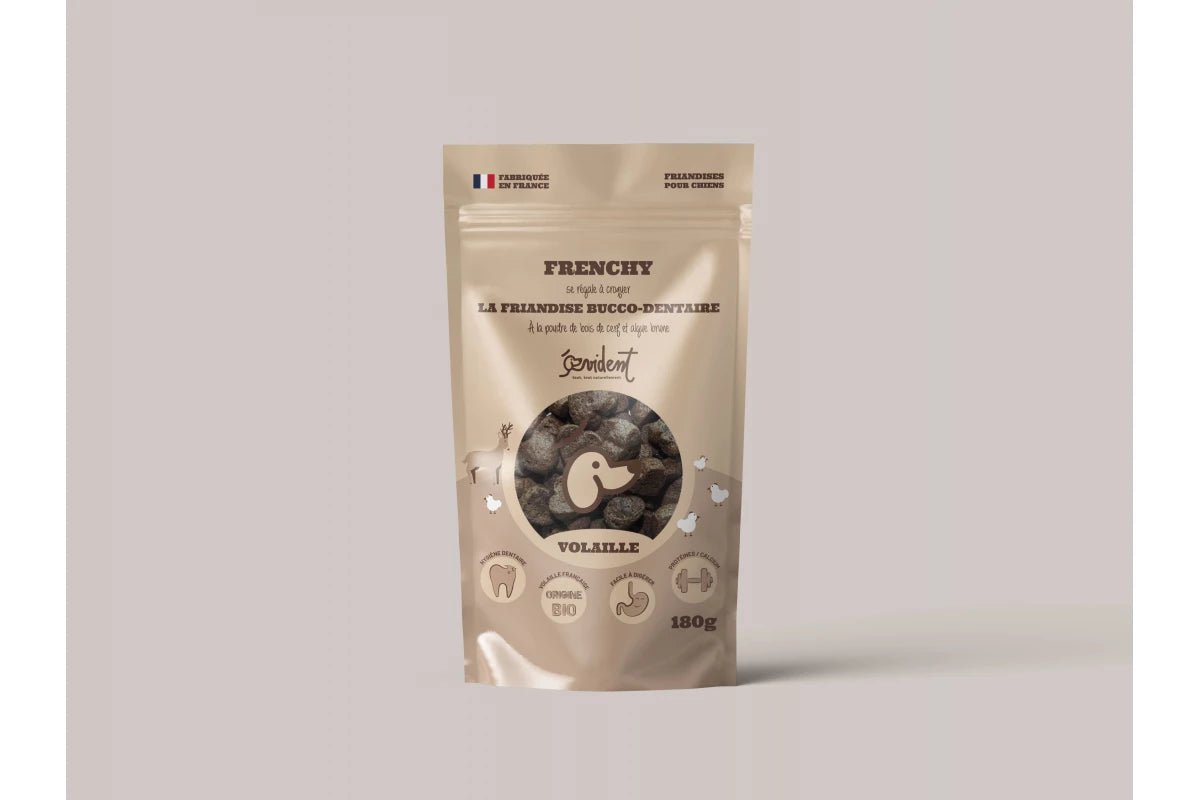 Friandise bucco - dentaire pour chien FRENCHY - Naturelle et Appétente (80g) - EVIDENT - DOG DéliCAT