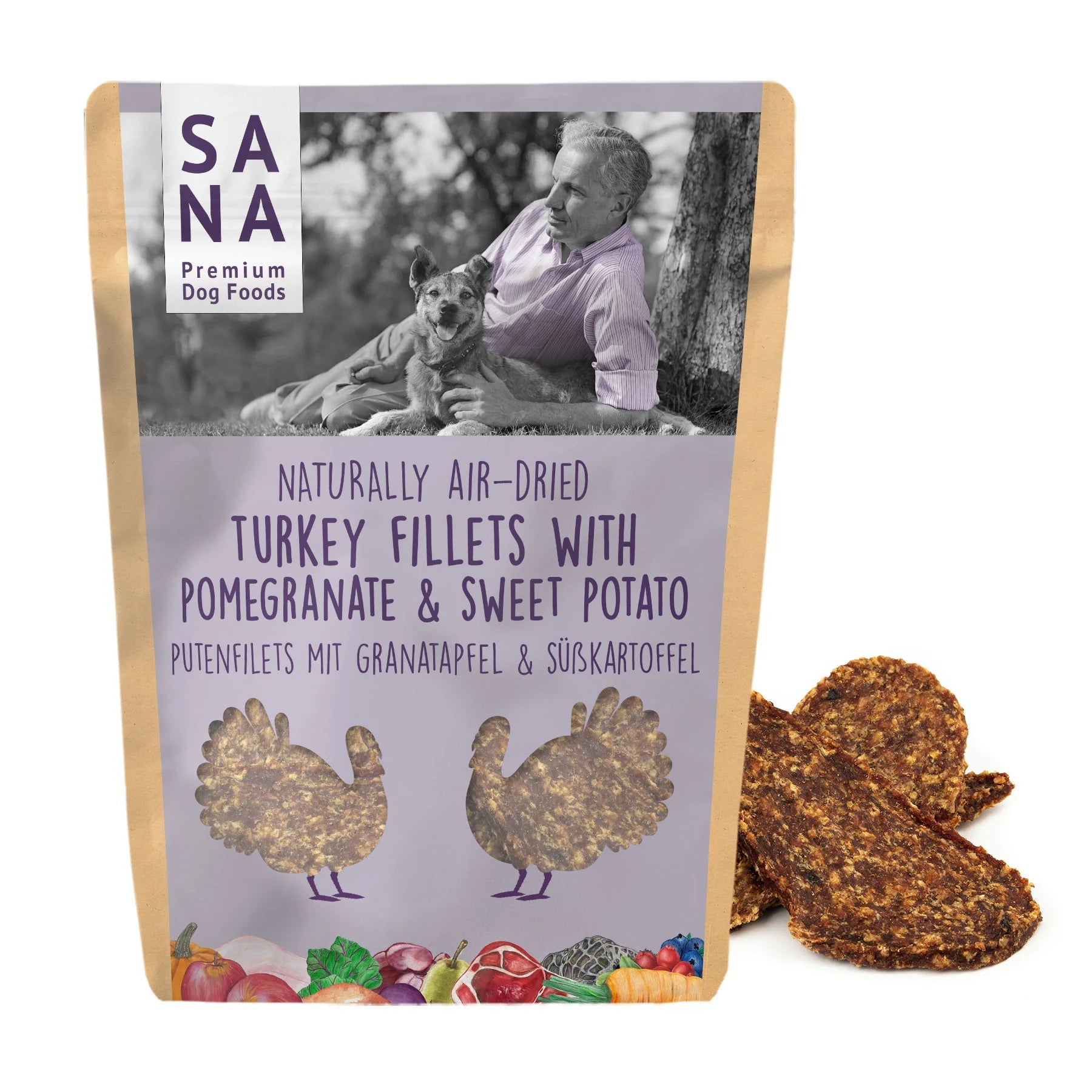 Friandises pour Chien Naturelles - Filets de dinde grenade & patate douce (100g) - SANA - DOG DéliCAT