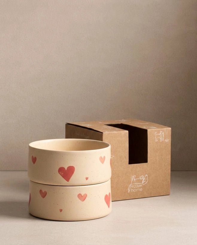 gamelles pour chien en céramique artisanale Cozy Hearts – Egg Back Home – DOG DéliCAT 