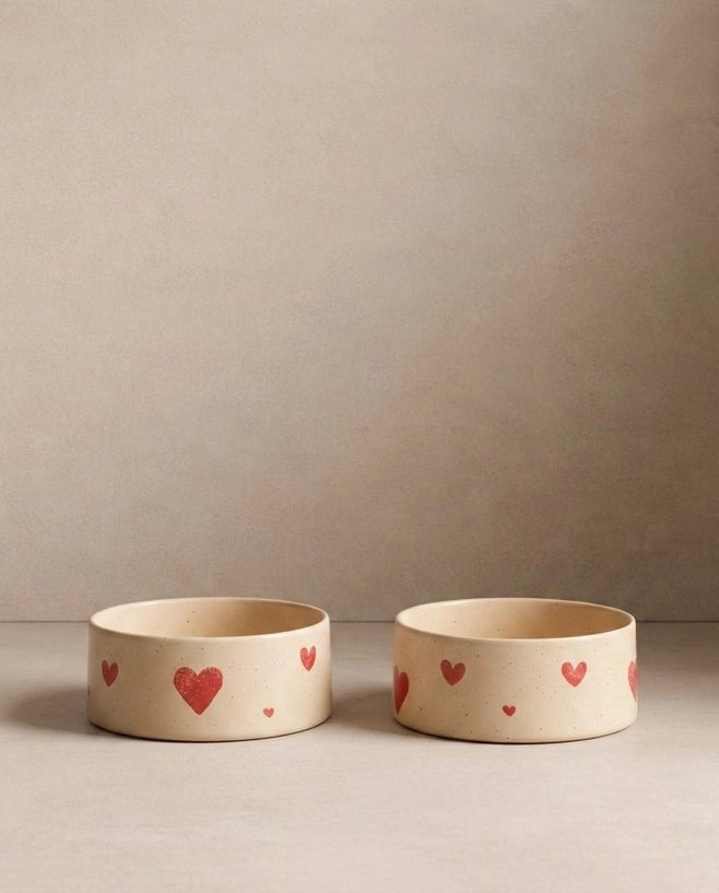 gamelles pour chien en céramique artisanale Cozy Hearts – Egg Back Home – DOG DéliCAT 