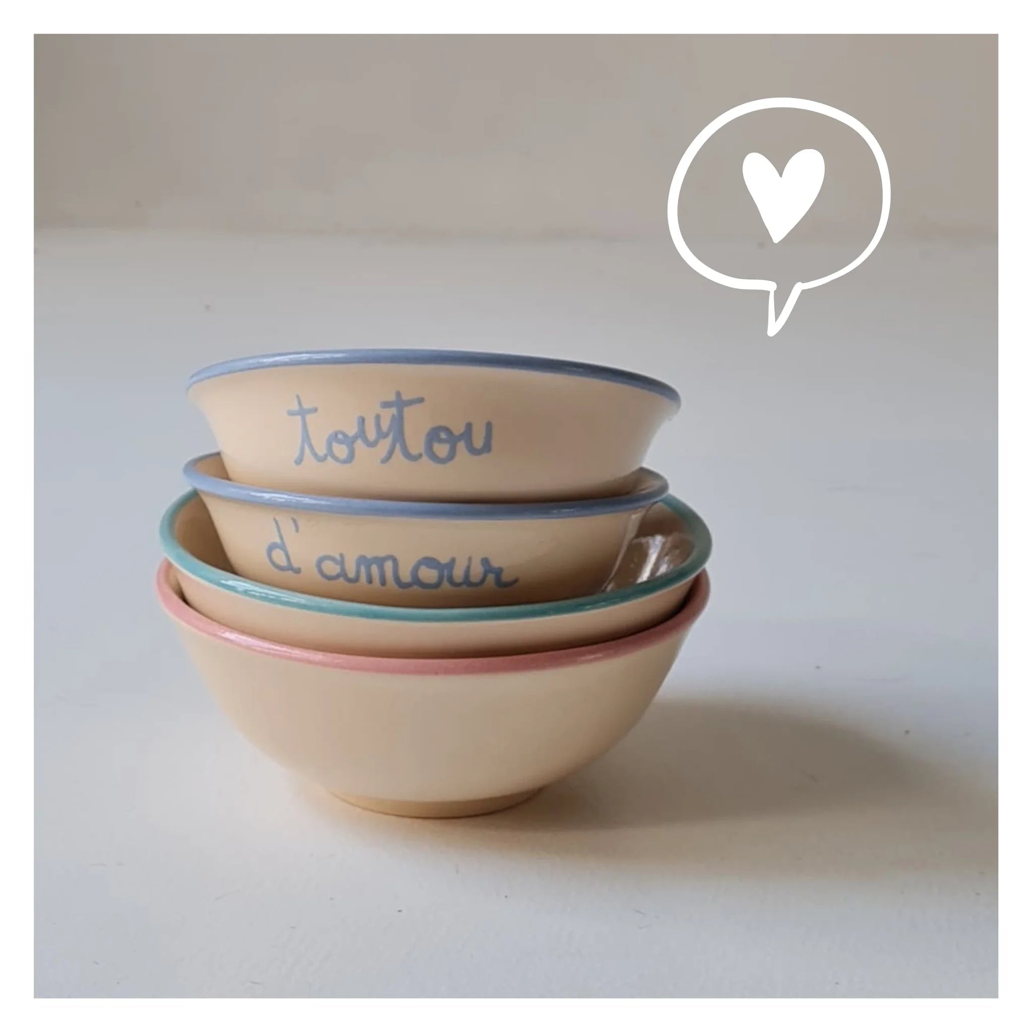 Gamelle artisanale pour chien Toutou ou D’amour bleu rose – DOG DéliCAT