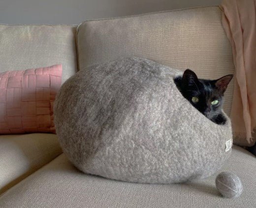 Grotte en laine Mishum beige - Cachette douillette pour chats et petits animaux - MISHUM - DOG DéliCAT