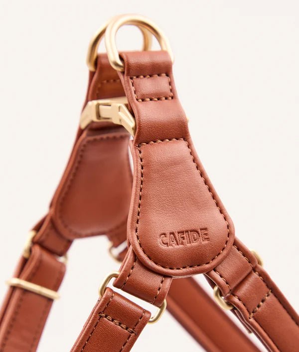 Harnais chien step in en cuir vegan marron Jala - CAFIDE - DOG DéliCAT