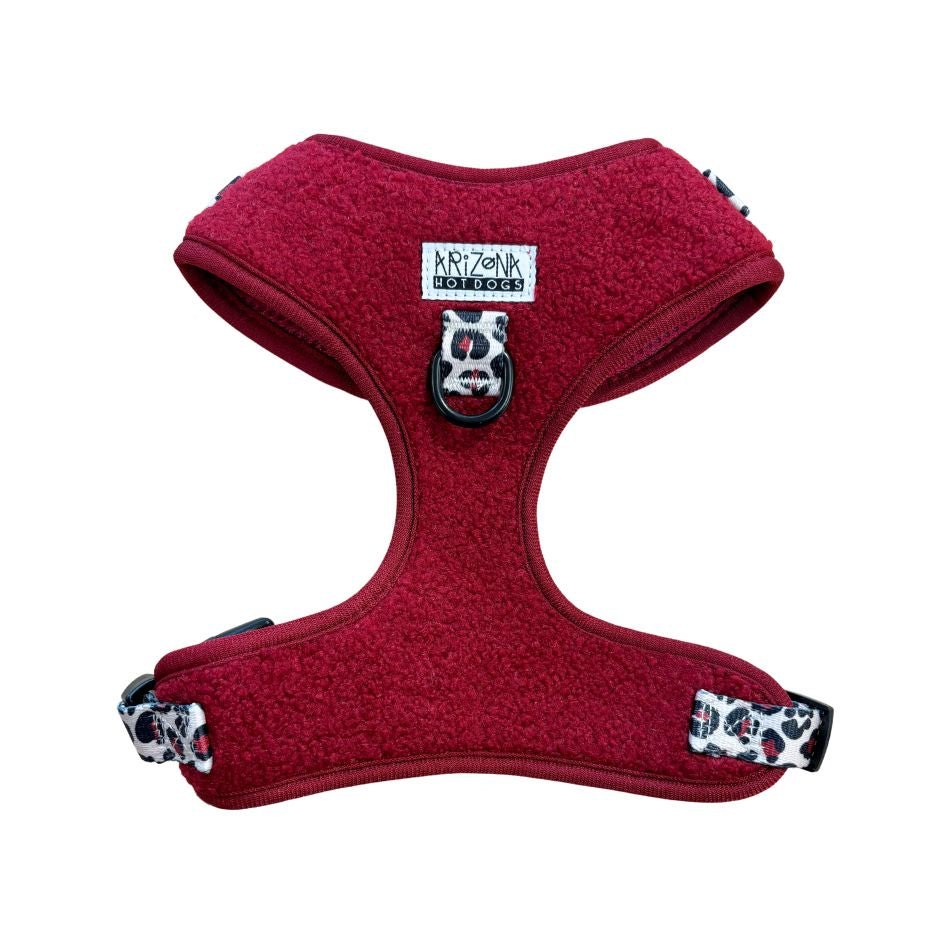 Harnais Classique H Teddy Bordeaux + Léopard – Ultra Doux & Ajustable - ARIZONA HOT DOGS - DOG DéliCAT