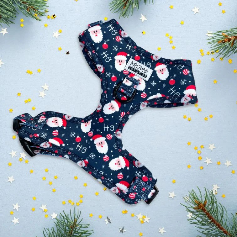 Harnais Classique HoHoHo Bleu Foncé – Motif Père Noël - ARIZONA HOT DOGS - DOG DéliCAT