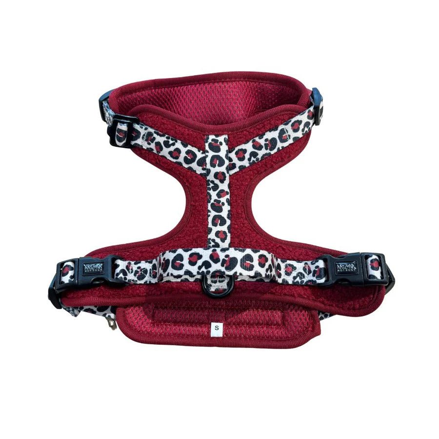 Harnais Comfy Teddy Bordeaux & Léopard – anti - traction cosy - ARIZONA HOT DOGS - DOG DéliCAT