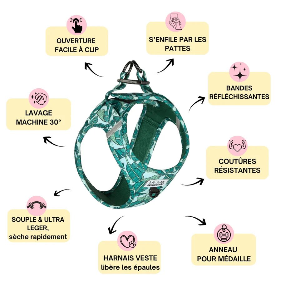 Harnais Step - In Amazonia – veste tropicale chic & confort - ARIZONA HOT DOGS - DOG DéliCAT