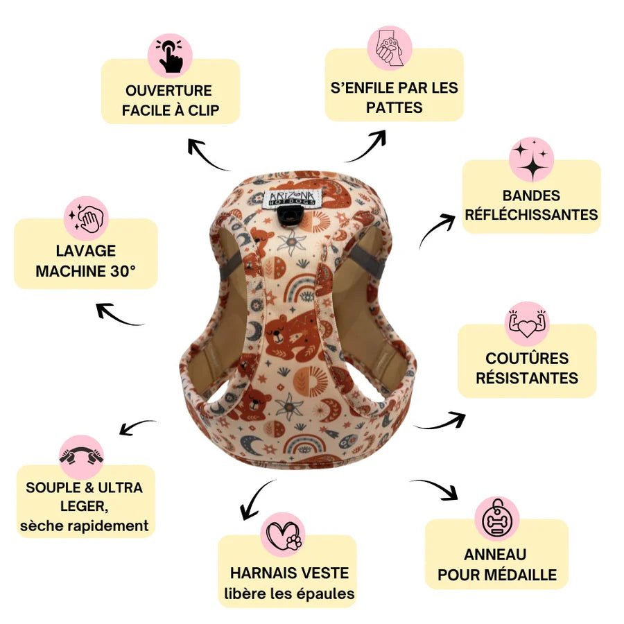 Harnais Step - In Luna Bear – veste douce & réconfortante - ARIZONA HOT DOGS - DOG DéliCAT