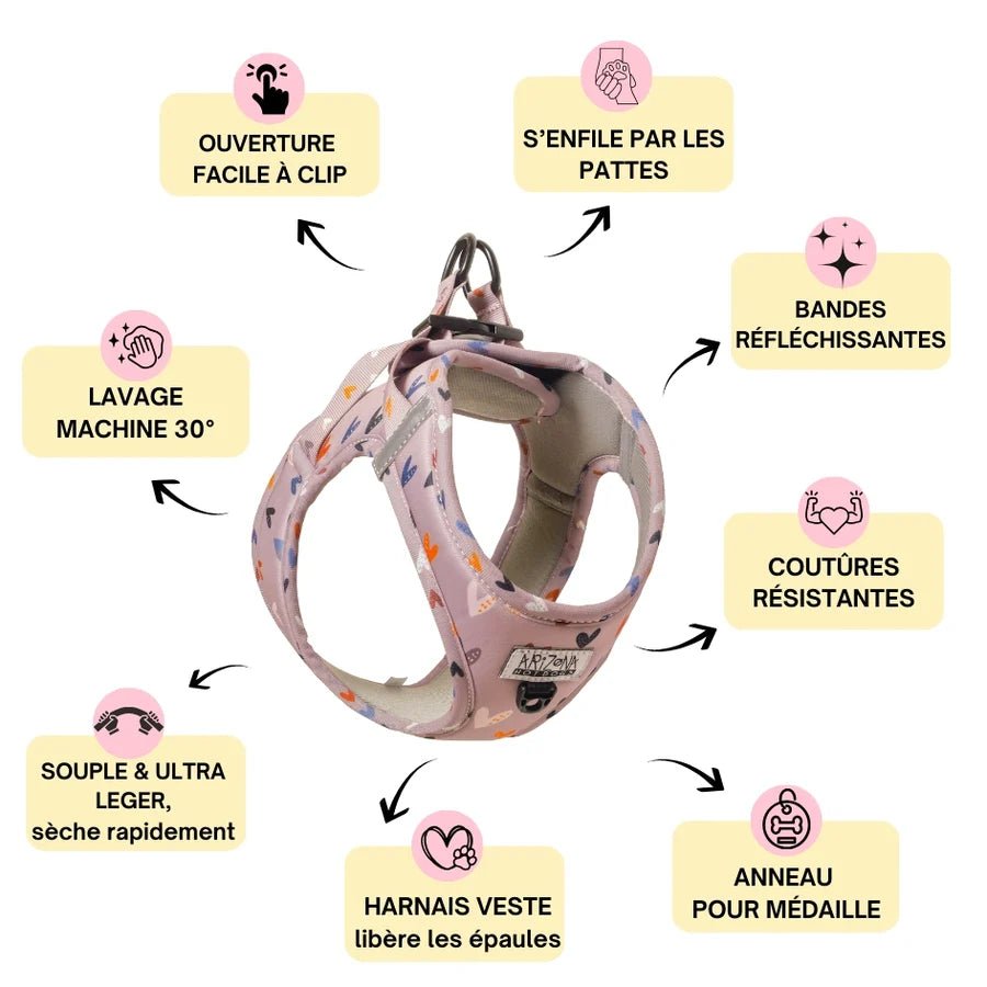 Harnais Step - In Sweet Love – veste douce & romantique - ARIZONA HOT DOGS - DOG DéliCAT