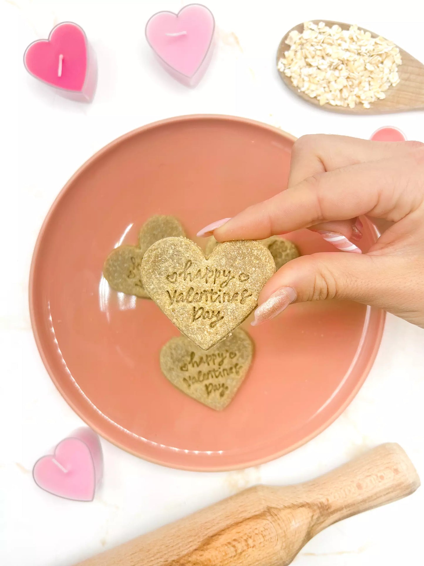 Biscuits artisanaux pour Chien en Forme de Cœur - Messages d'Amour