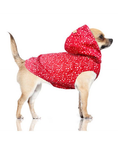 Imperméable Cyrielle Cœurs Rouge - MILK&PEPPER - DOG DéliCAT