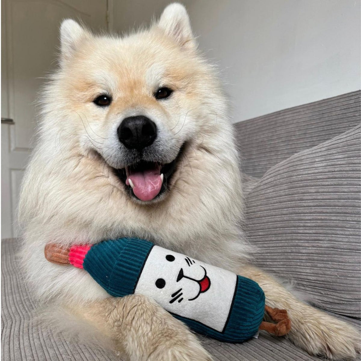 Jouet Bouteille de vin pour chien – L’apéro chic version peluche recyclée - MARTIN - DOG DéliCAT