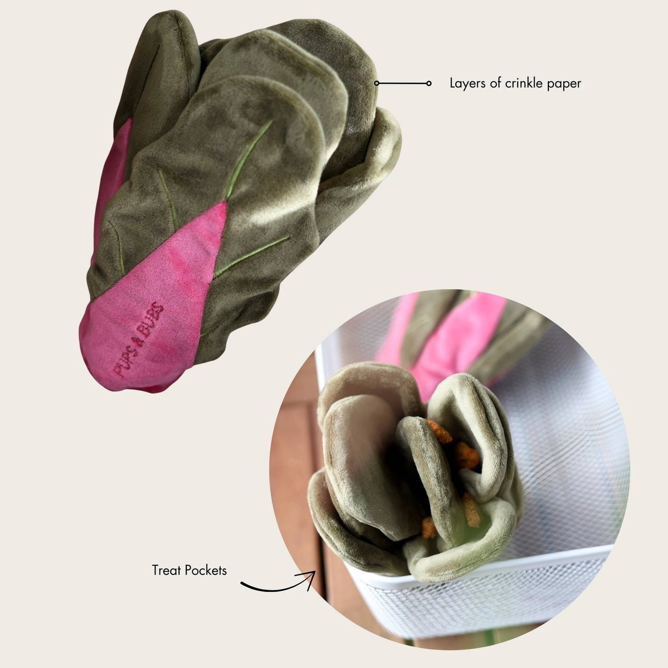 Jouet de fouille chien blette Pups & Bubs feuilles peluche