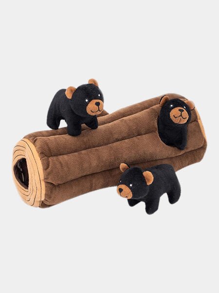 Jouet d’Occupation Pour Chien – Bûche et ses Petits Ours 🐻 - ZIPPY PAWS - DOG DéliCAT