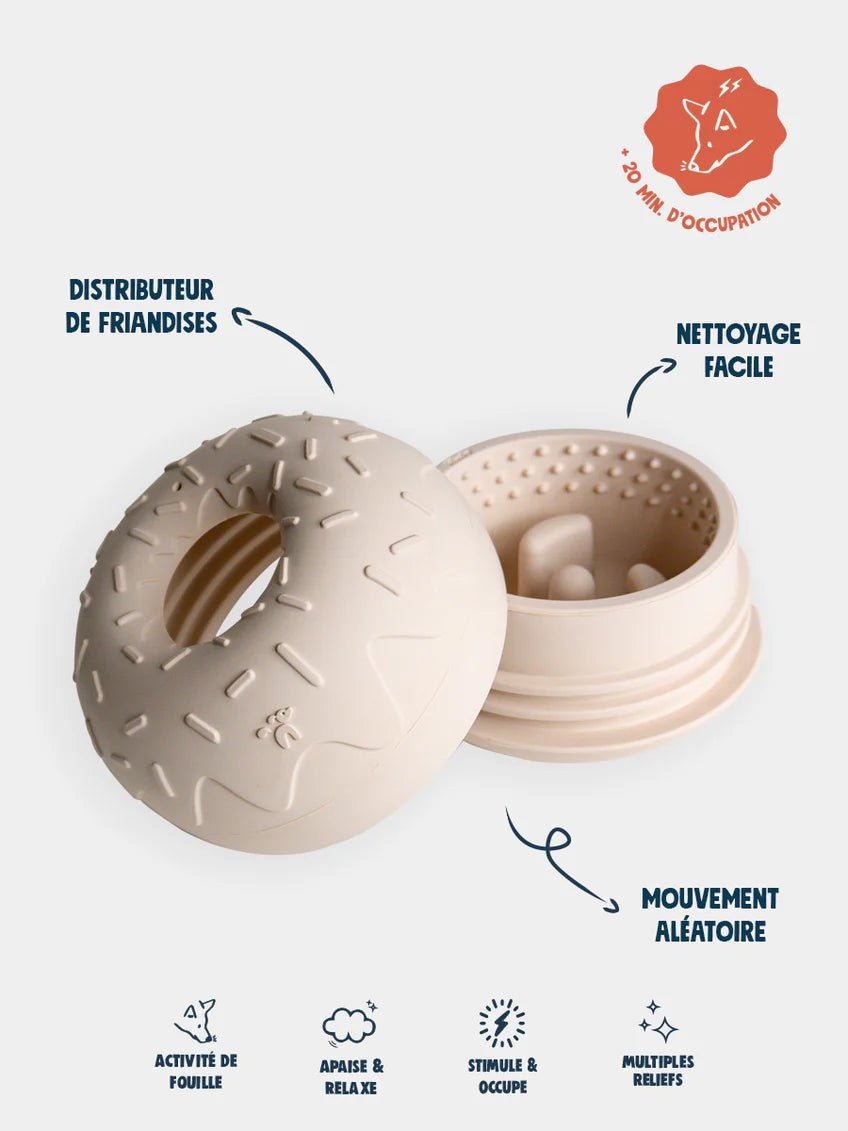 Jouet d'occupation pour chien - Yoomy Donut 🍩 - Sable - INOOKO - DOG DéliCAT