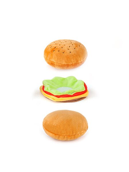 Jouet en peluche pour chien - Hamburger Pet PLAY avec 3 parties détachables - PET PLAY - DOG DéliCAT