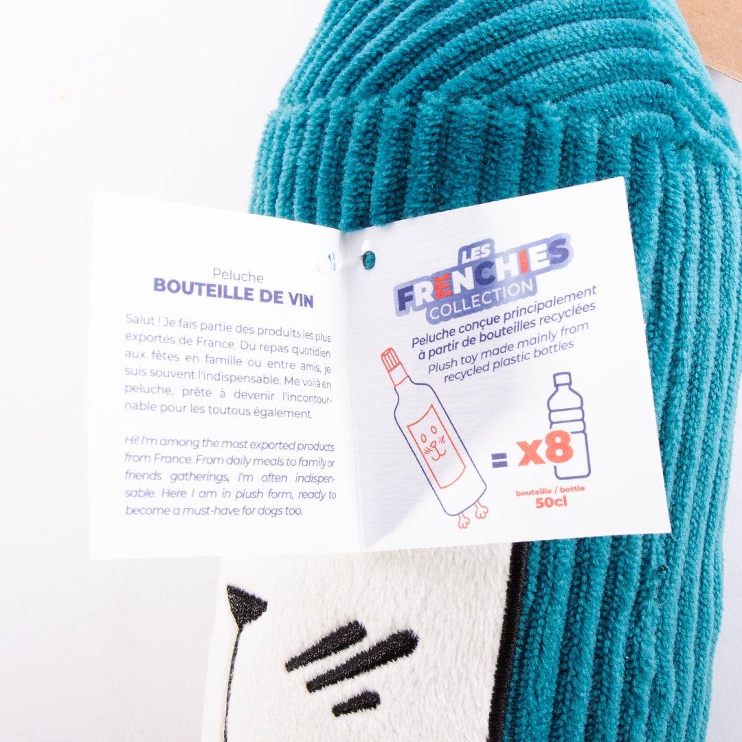 jouet peluche Bouteille de Vin pour chien de Martin Sellier, les Frenchies