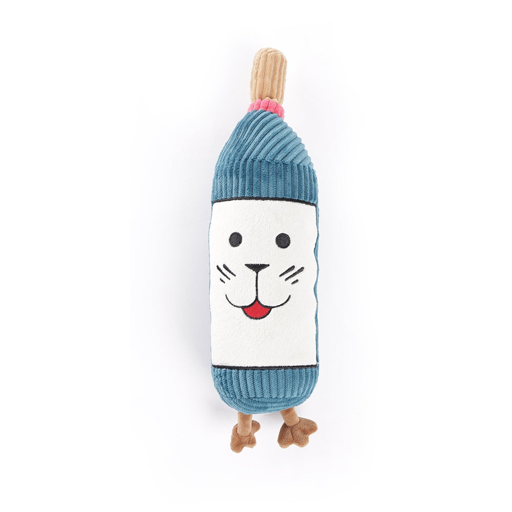 jouet bouteille de vin chien peluche recyclée